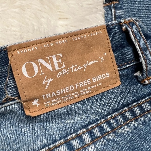 One Teaspoon Factory Distressed Trashed Free Birds Denim Ankle Zip jeans - Picture 12 of 13